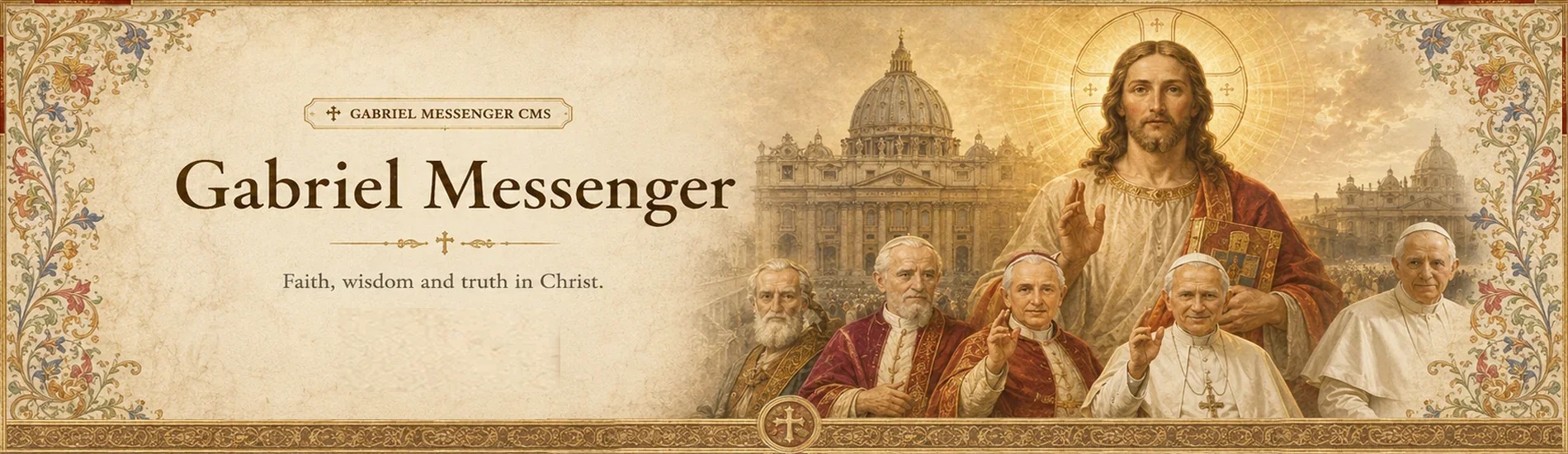 Gabriel Messenger Vatican manuscript Catholic home banner