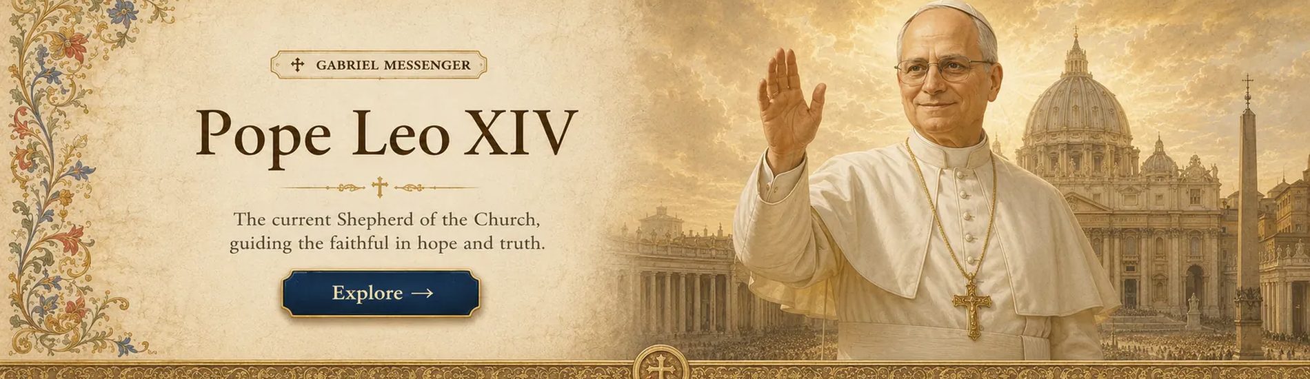 Pope Leo XIV Gabriel Messenger Catholic carousel banner